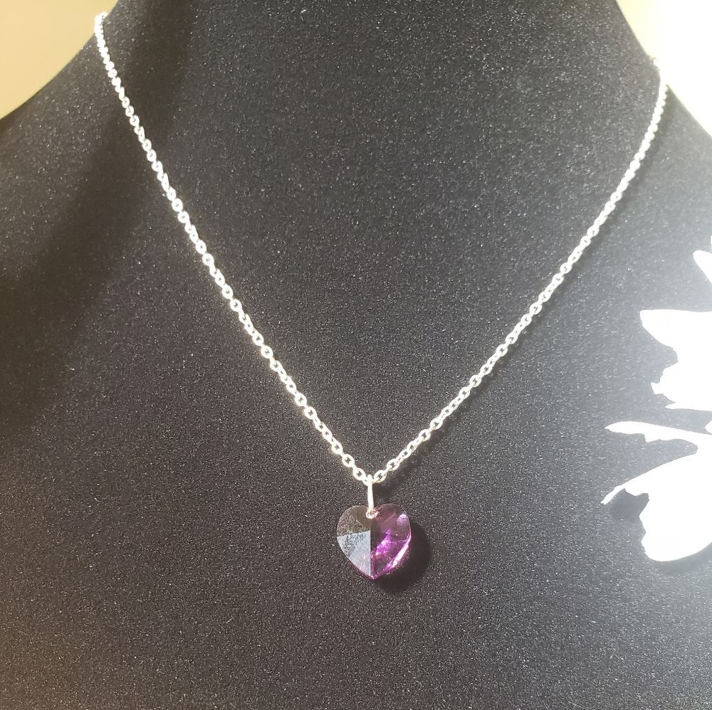 Purple Crystal Heart Necklace